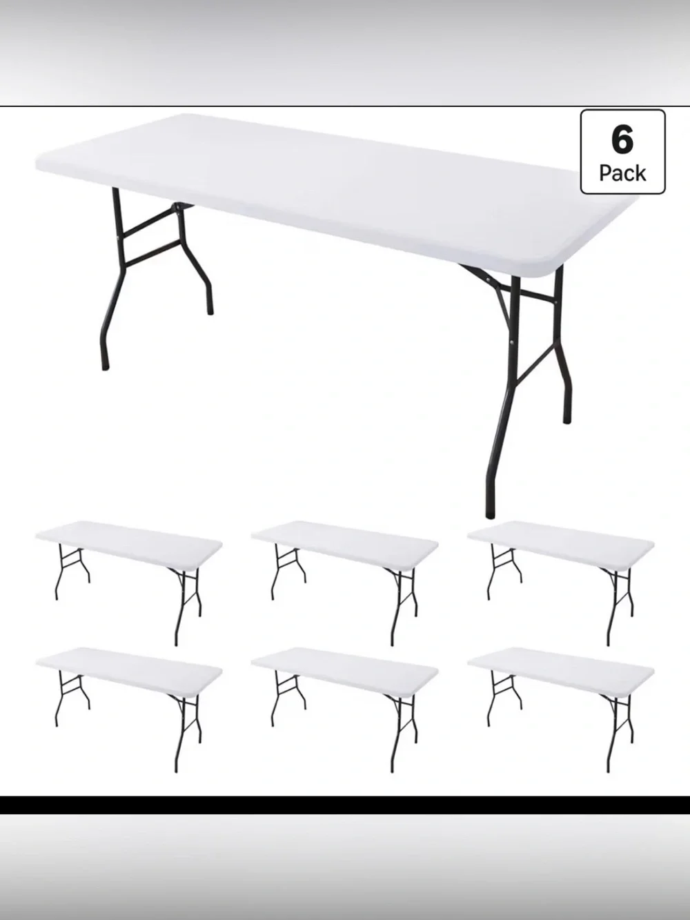 Amazon White Folding Party Table elastic covers  - 6 Pack